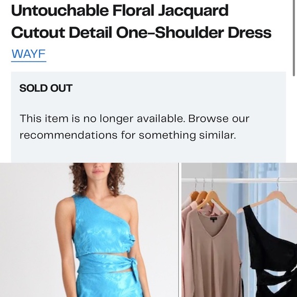 NWOT Wayf Untouchable Floral Jacquard Cutout One-Shoulder Dress in Aqua Size XS - Picture 4 of 10